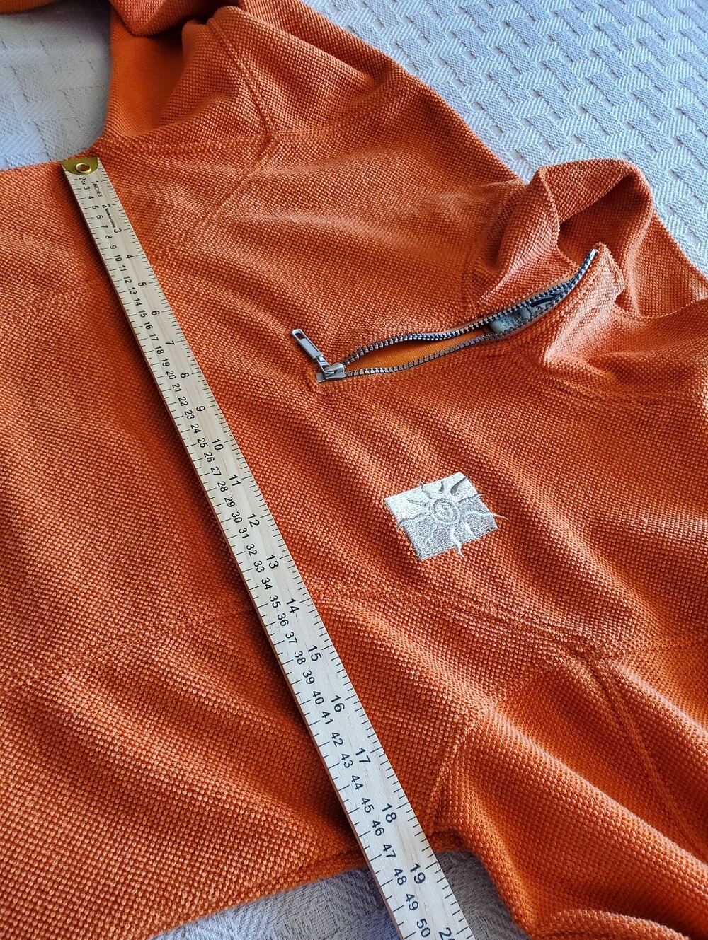 Antero Vintage 1/4 Zip Orange Fleece Pullover Jacket Sun Logo Activewear - Picture 5 of 11